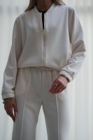 Luksusowy Komplet Damski Masełko Bluza Rozpinana + Spodnie Wide Leg Premium Soft Touch  Elegancja & Komfort-KREM